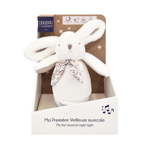 DOUDOU - musical night light Lapin Doudou Culbuto, Doudou et Compagnie, 16 cm, white