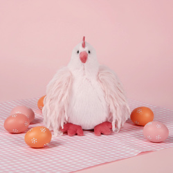 DOUDOU – Poulette Rose Lady plush chicken, Histoire d'Ours, 20 cm, pink