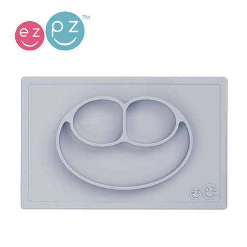 EZPZ - A silicone plate with a Happy Mat 2in1 washer in pastel gray