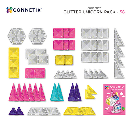 Connetix - Glitter Unicorn Pack - 56 pieces