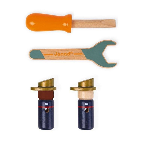 Janod - Wooden fire truck for assembly with Brico'kids tools