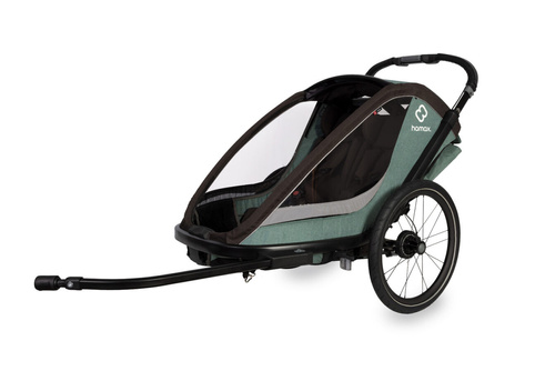 Hamax - Bike trailer for kids COCOON + Jogger wheel , double - Green/black