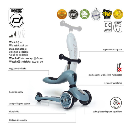 SCOOTANDRIDE - Highwaykick 2in1 Ride and scooter 1-5 years Steel