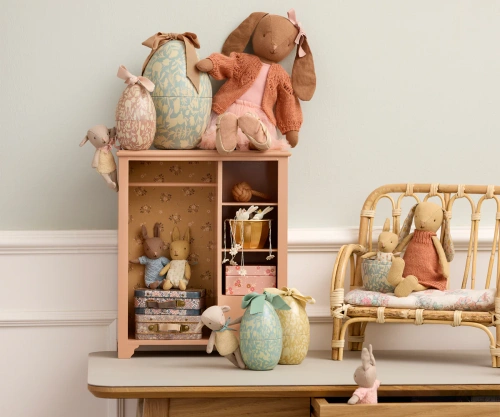 MAILEG - Easter egg with micro rabbit, Small - Dusty blue