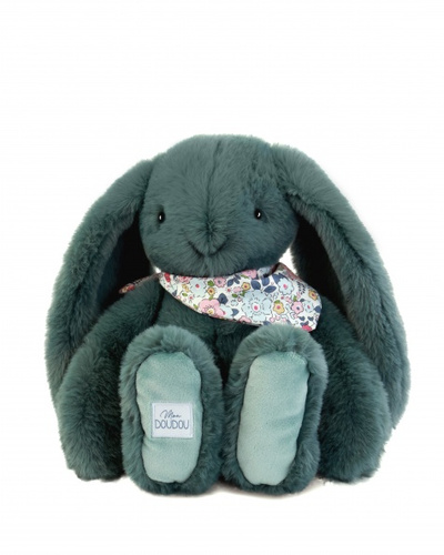 DOUDOU – Lapin Fleurette plush rabbit by Doudou et Compagnie, 35 cm, eucalyptus green