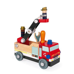 Janod - Wooden fire truck for assembly with Brico'kids tools