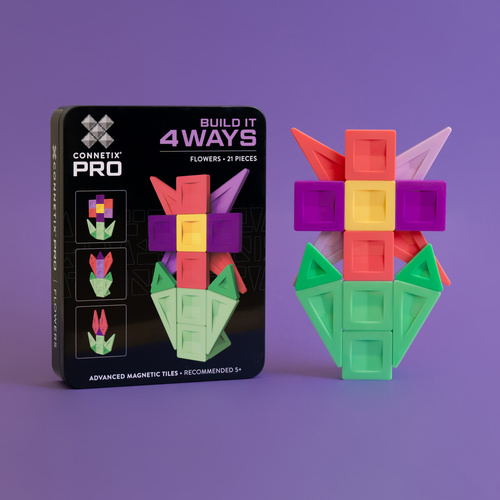CONNETIX – Magnetic Tiles PRO Build It 4 Ways Flowers Pack - 21 pieces