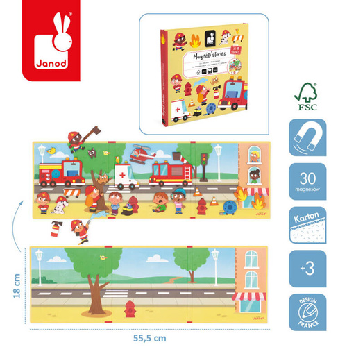 Janod - Magnetyczna układanka Strażacy Magneti'stories 3+