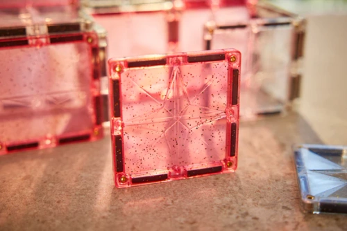 Cleverclixx - Glitter Tiles Pack Transparent / Pink - 16 pieces