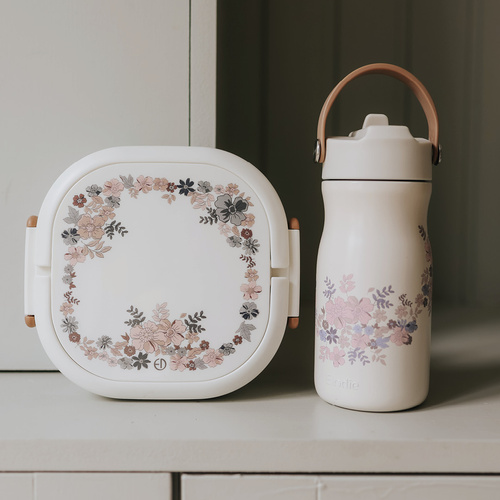 Elodie Details - backpacl MIDI + lunchbox large + thermal bottle, Blue Garden - SET