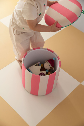 Kid's Concept - pouffe cylinder with storage, pink