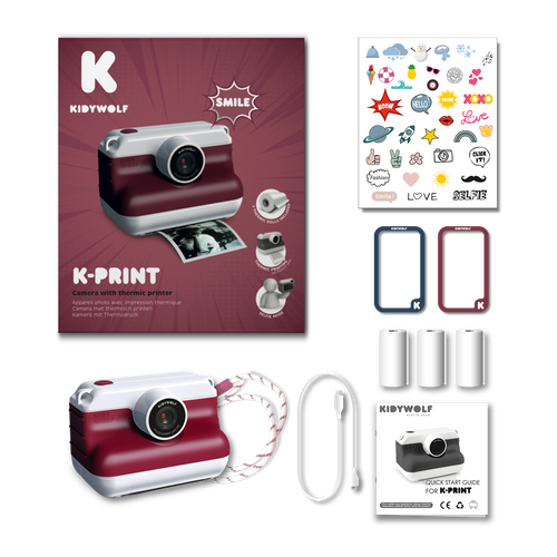 Kidywolf - K-PRINT - camera, thermal printer, red