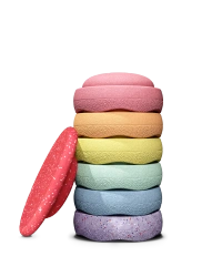 STAPELSTEIN – Set of 6+1 sensory stacking stones for active play: Rainbow Set Winter Special pastel