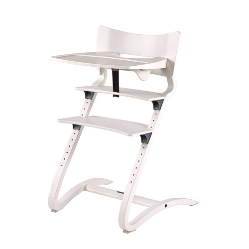 LEANDER - CLASSIC ™ high chair, white + safety bar, tray, Dark Blue pillow - SET