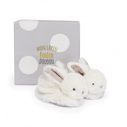 DOUDOU – gift set – Lapin Bonbon baby booties, Doudou et Compagnie, white taupe