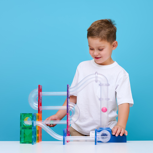 CONNETIX – Magnetic Tiles Ball Run Launcher Pack - 47 pieces