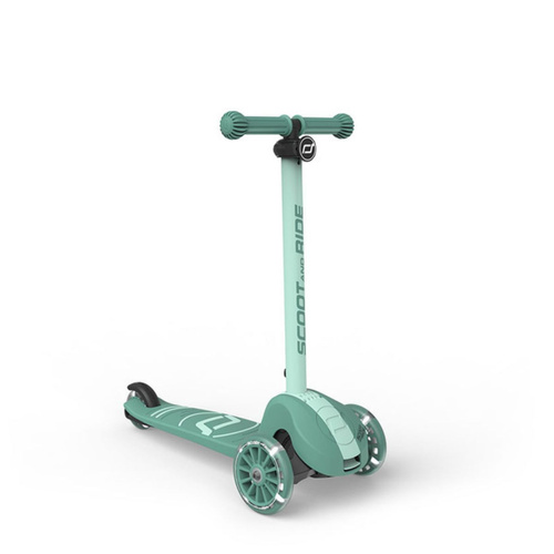 SCOOTANDRIDE - Highwaykick 3S - scooter with 2-in-1 control system and LED wheels, foldable 3+, forest