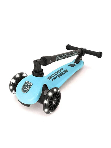 SCOOTANDRIDE - Highwaykick 3 LED - Folding scooter with light-up wheels 3+ Blueberry