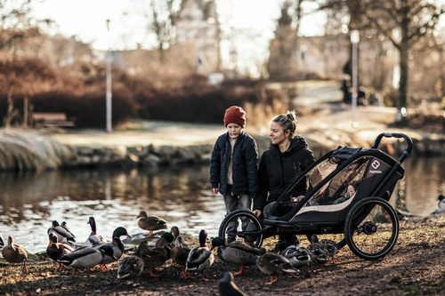 Hamax - Bike trailer for kids COCOON ONE + Jogger wheel- Grey/black