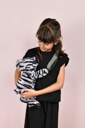 DOUDOU – plush zebra-patterned teddy bear shoulder bag, Doudou et Compagnie, black and white zebra