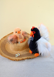 DOUDOU - rooster plush Coq'Rico, Histoire d'Ours, 26 cm, black and white