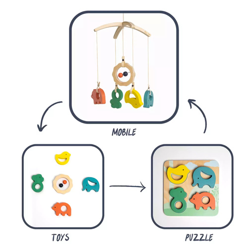 Yumi Yay Mobile 3-in-1; Mobile - Wooden toys - Puzzle