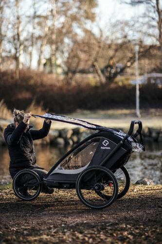 Hamax - Bike trailer for kids COCOON ONE + Jogger wheel- Grey/black