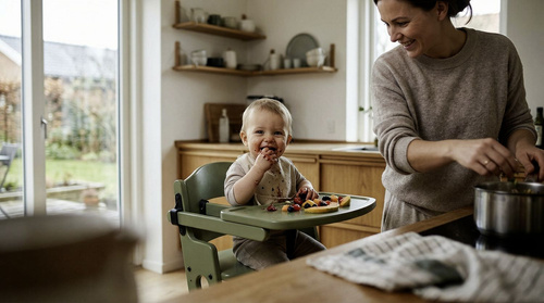 BabyDan - DanChair feeding chair + DanTray tray SET, soft green