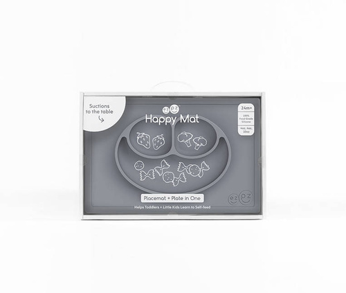 EZPZ - Silicone plate with Happy Mat 2in1 washer, gray