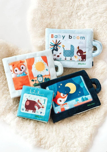 LILLIPUTIENS - Soft activating book with mini - cuddly toys "Baby boom" Farma 18 m +