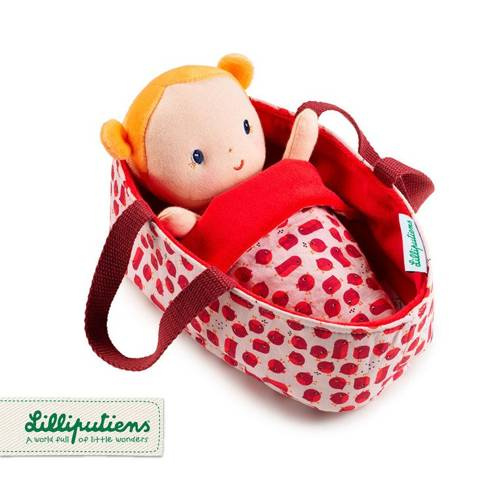 LILLIPUTIENS - Baby doll in a basket with clothes and blanket Aghate 12 m +