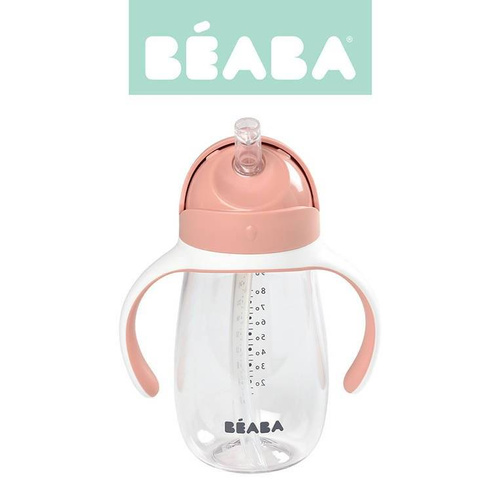 Beaba - Bottle - tritan non-spill cup with a straw 300 ml old pink