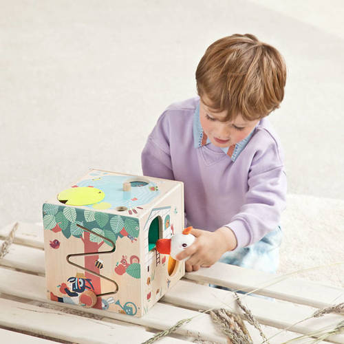 LILLIPUTIENS -Wooden activity cube - Farm 12 m+