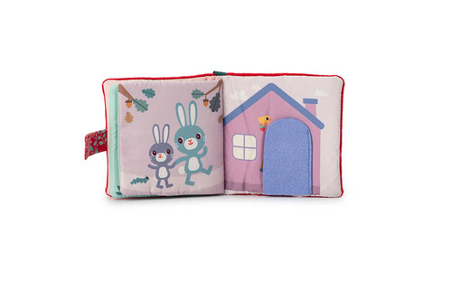 LILLIPUTIENS - Miękka mini-książeczka wielofunkcyjna z silikonowym gryzakiem Czerwony Kapturek 6 m+