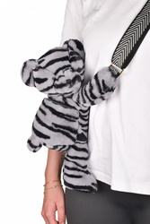 DOUDOU – plush zebra-patterned teddy bear shoulder bag, Doudou et Compagnie, black and white zebra
