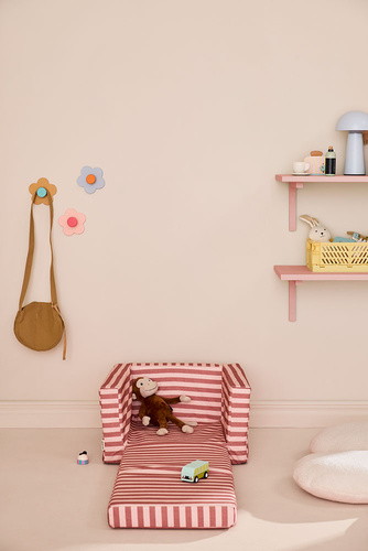 KID'S CONCEPT - striped foldable armchair, clay pink