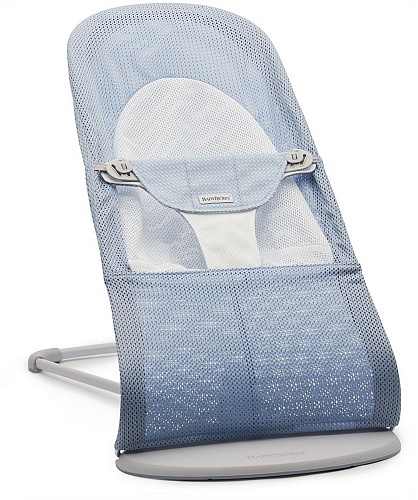 BABYBJORN - Bouncer Balance Soft Light grey frame, Mesh, Sky blue/White