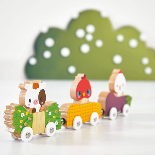 Janod - Magnetic wooden vehicles with farm animals Farm 18 m+
