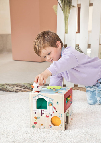 LILLIPUTIENS -Wooden activity cube - Farm 12 m+