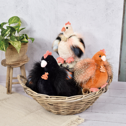 DOUDOU – Poulette plush chicken, Histoire d'Ours, 28 cm, black