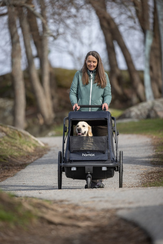 Bicycle trailer for a dog - Hamax Pluto L 45 kg - Blue / Black