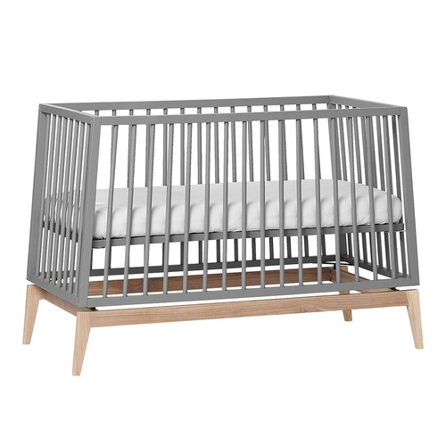 LEANDER - LUNA™ baby cot 0-3 yrs, Grey/Oak + Conversion kit