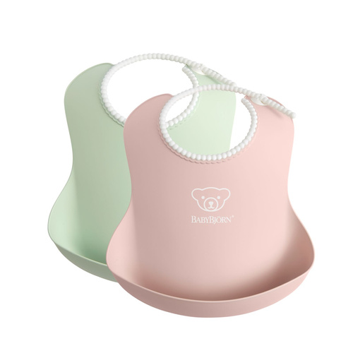 BABYBJÖRN - 2 big soft Bibs -  Powder Green/ Powder Pink