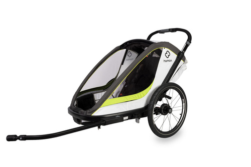 Hamax - Bike trailer for kids BREEZE + Jogger wheel, double - White/green
