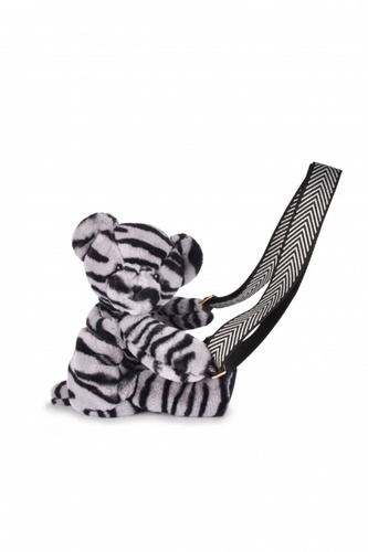 DOUDOU – plush zebra-patterned teddy bear shoulder bag, Doudou et Compagnie, black and white zebra
