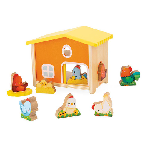 Janod -  Drewniany domek Farma Mój pierwszy kurnik 18 m+