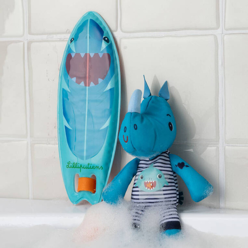 LILLIPUTIENS Magical cuddly bath toy surfer Rhinoceros Marius 12 m+