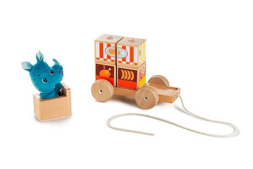 LILLIPUTIENS - Wooden food truck with 4 puzzle pieces Rhino Marius 12 m +