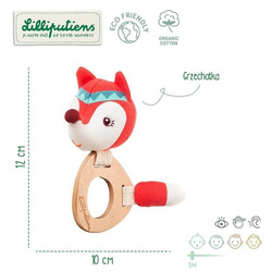 LILLIPUTIENS - Rattle with a wooden teether Alice Fox 3 m + ECO