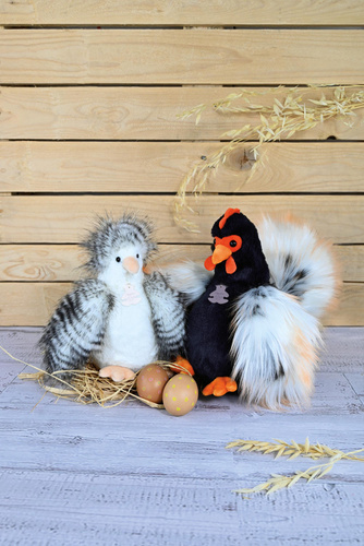 DOUDOU - rooster plush Coq'Rico, Histoire d'Ours, 26 cm, black and white